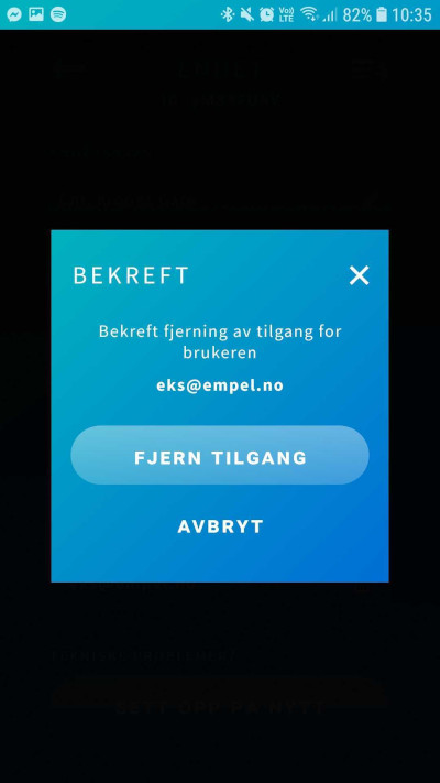Dialogboks for fjerning av tilgang