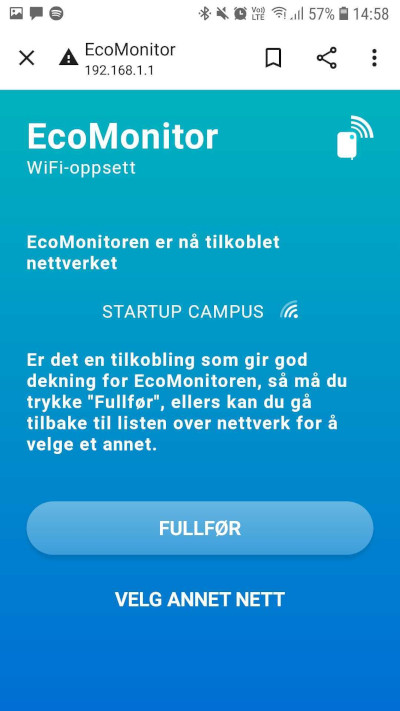 Klikk “fullfør” for å avslutte oppsettet.