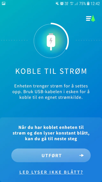 Instruksjoner for strømtilførsel